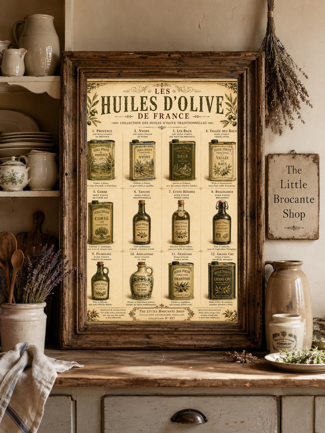 Les Huiles d'Olive de France | Vintage French Olive Oil Collection | French Country Kitchen Wall Art, French country wall artwork. – image 8