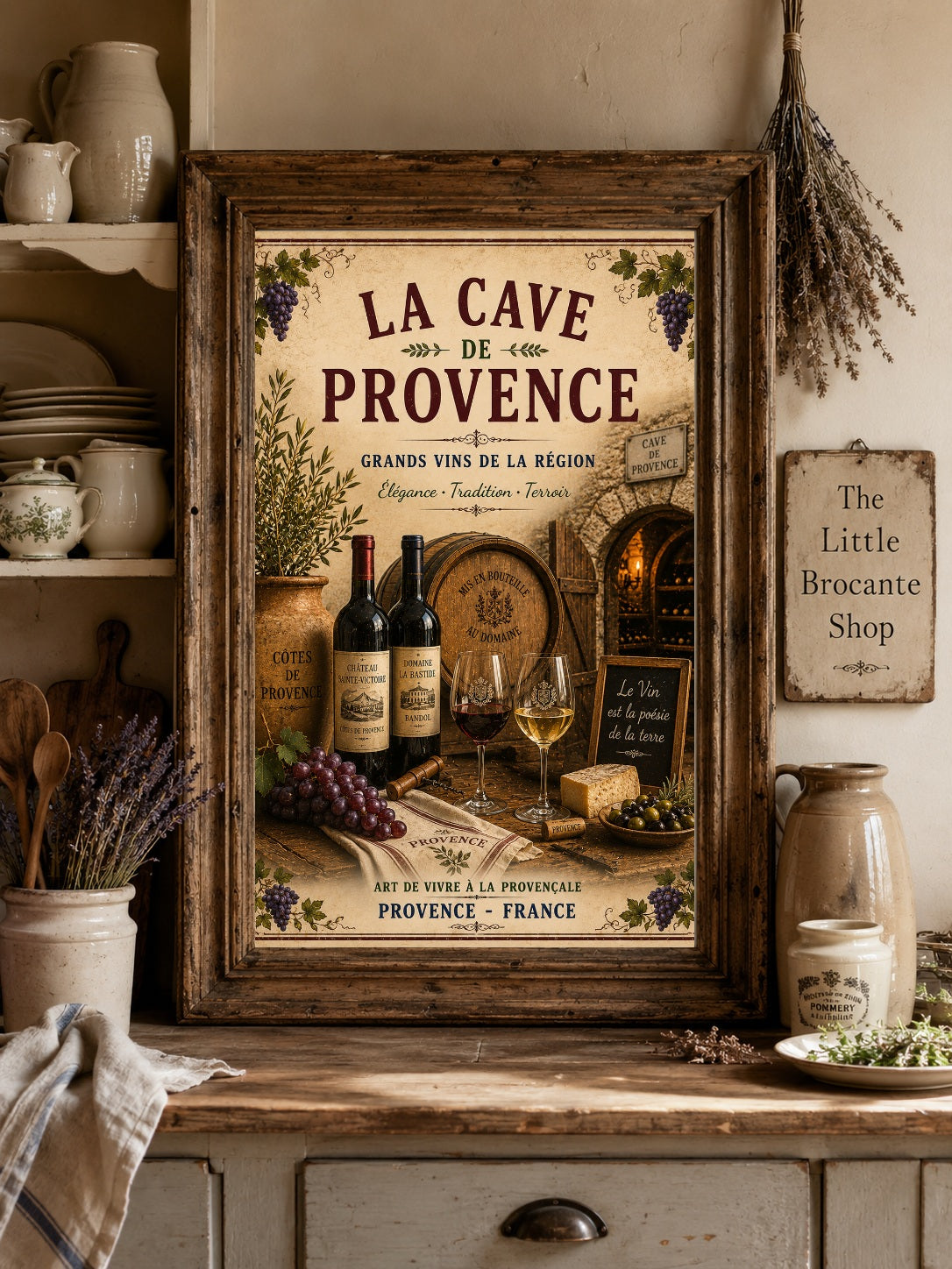 La Cave de Provence – Vintage French Wine Cellar Print, French Country
Provence
French Provincial
Rustic Farmhouse
Vineyard Style
Mediterranean
Brocante
Vintage European
Country Cottage
Rustic Chic
Traditional
Timeless Classic wall artwork.