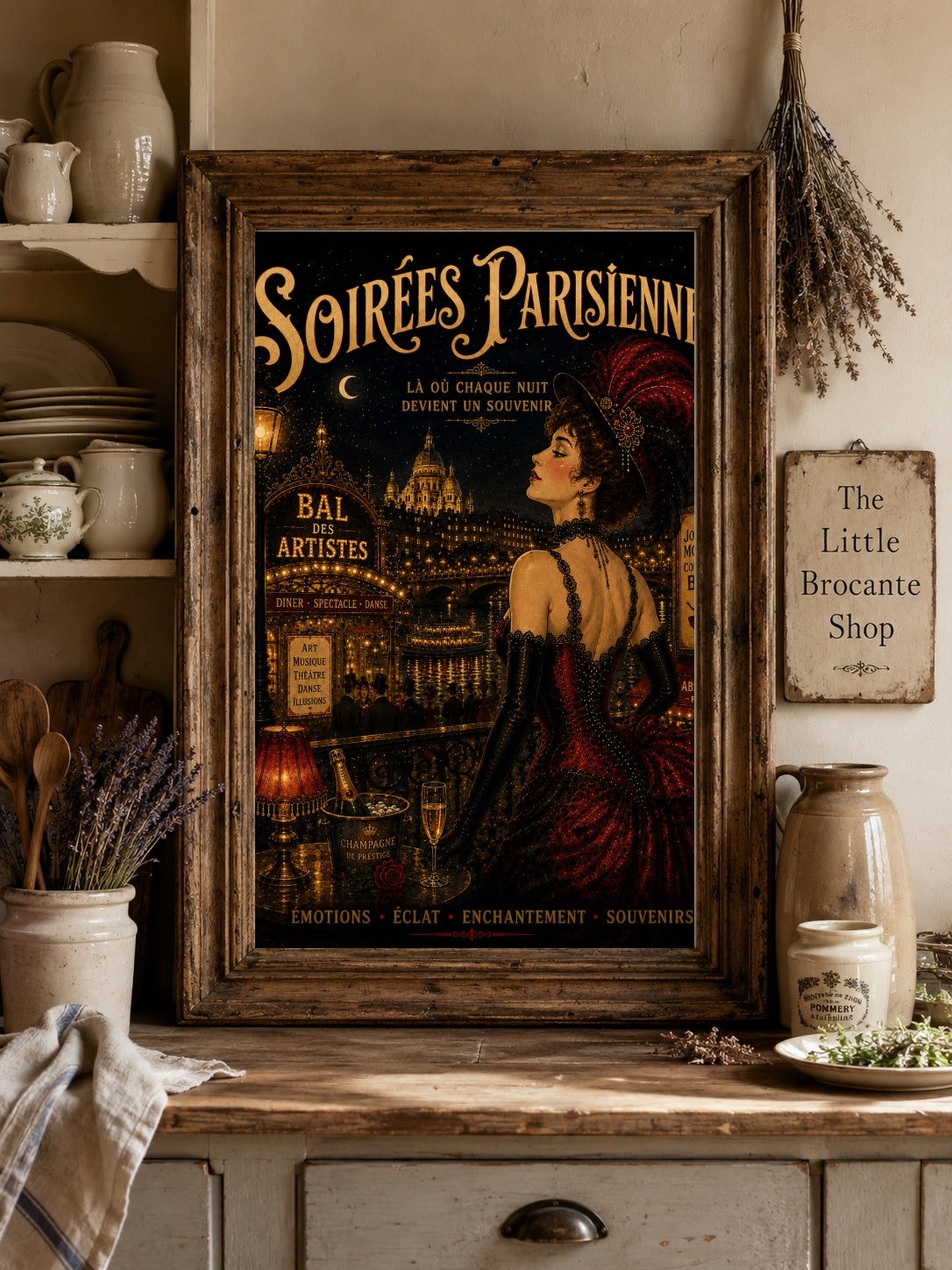 Paris Nuit – Vintage French Belle Époque Paris Nightlife Wall Art Print, Belle Époque, Vintage French Poster, Art Nouveau Inspired, Parisian, Montmartre, French Cabaret, Victorian Glamour, Maximalist, Dark Academia, Vintage Travel wall artwork.