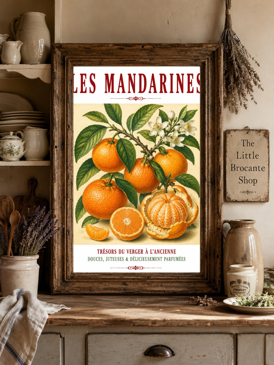 Illustrated French Mandarin Print | French Kitchen Wall Art, Illustrated French, Botanical, French Country, Mediterranean, Citrus Illustration, French Kitchen, Country Kitchen, Cottage Style, Botanical Wall Art wall artwork.