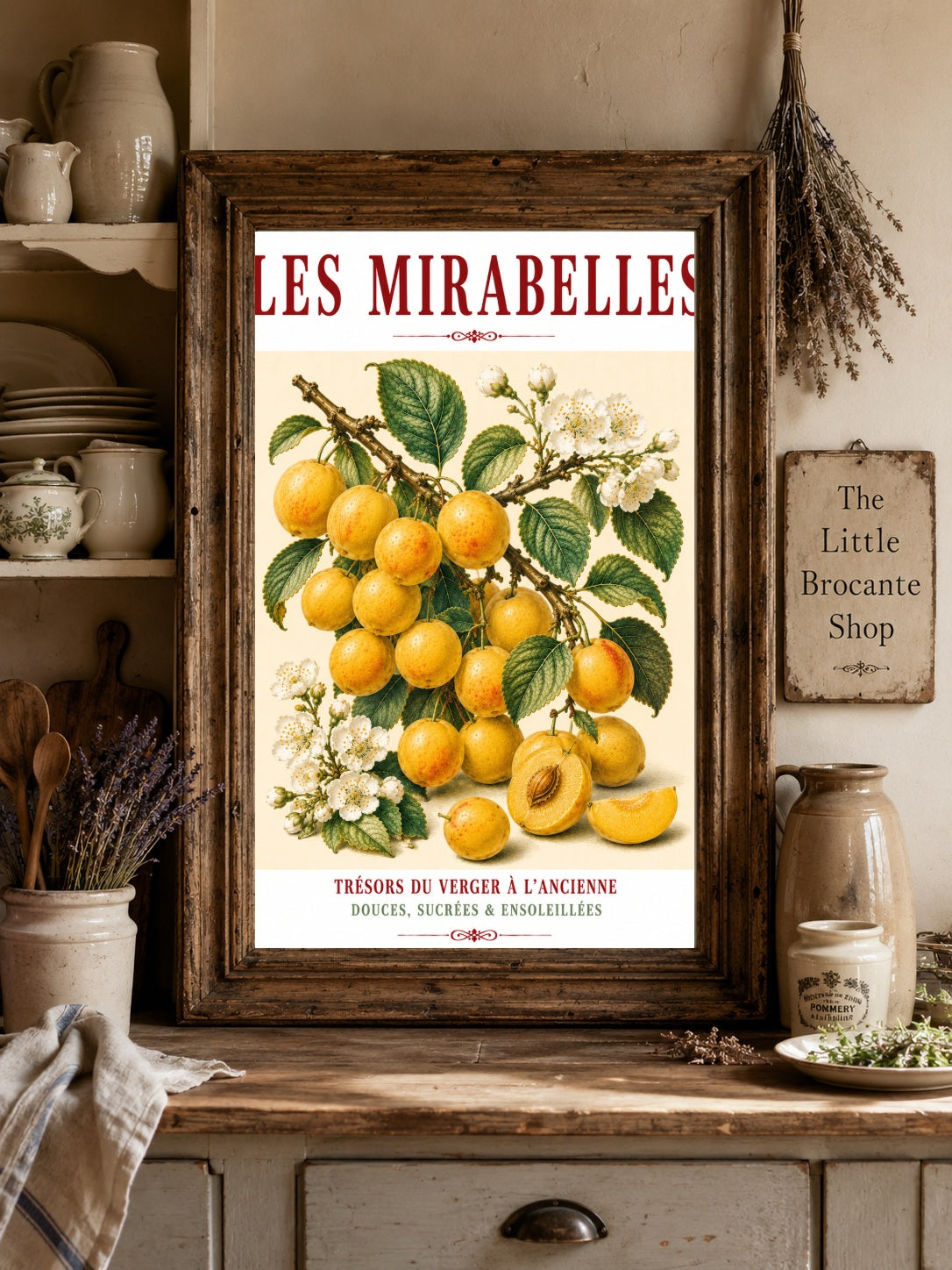 Illustrated French Mirabelle Plum Print | French Kitchen Wall Art, Illustrated French, Botanical, French Country, Fruit Illustration, Orchard Art, French Kitchen, Country Kitchen, French Provincial, Botanical Wall Art wall artwork.
