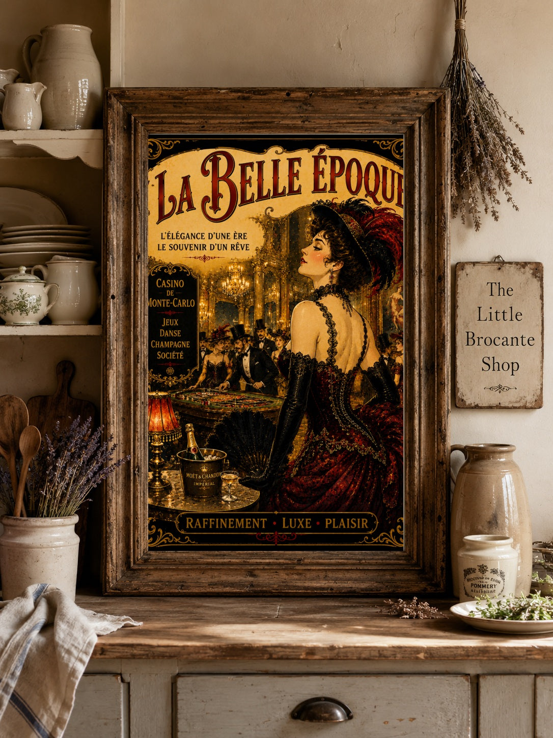 La Belle Époque Monte-Carlo Casino Print, Belle Époque, French Riviera, Parisian, Art Nouveau, French Vintage, Maximalist, Eclectic, Brocante, Old World Luxury, Romantic, Dark Academia, Traditional European wall artwork.