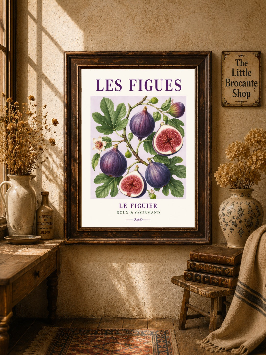 Les Figues – Illustrated French Fig Print | French Kitchen Wall Art, Illustrated French, Botanical, French Country, Mediterranean, Provençal, Fruit Illustration, Country Kitchen, Cottage Style wall artwork.