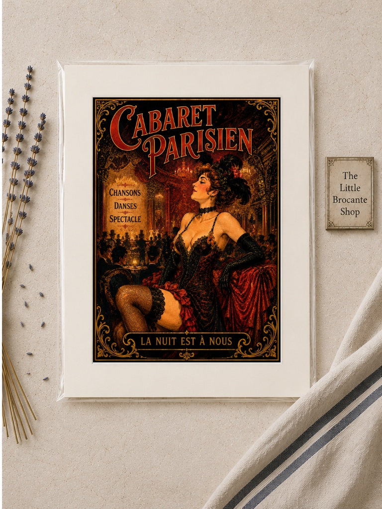 Cabaret Parisien Print in Bell Epoque Style, French country wall artwork.