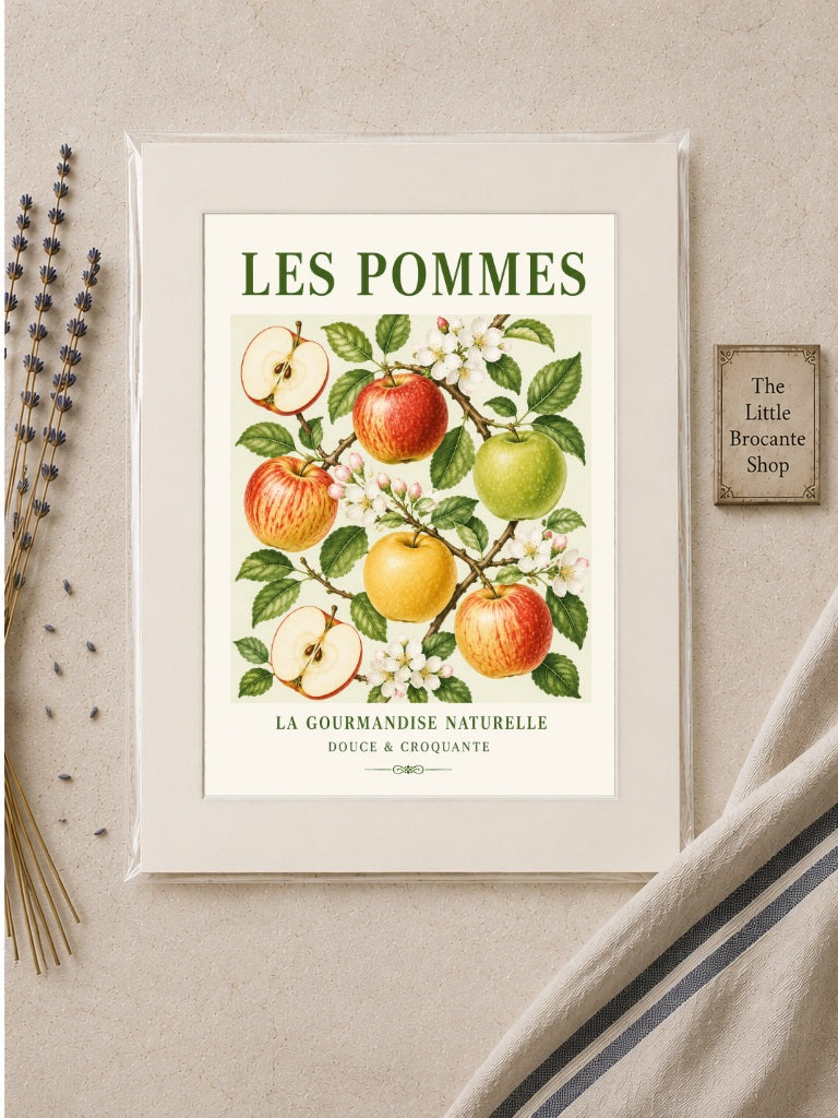 French Apples Illustrated Print - Les Pommes | French Kitchen Wall Art  Unframed Art Print