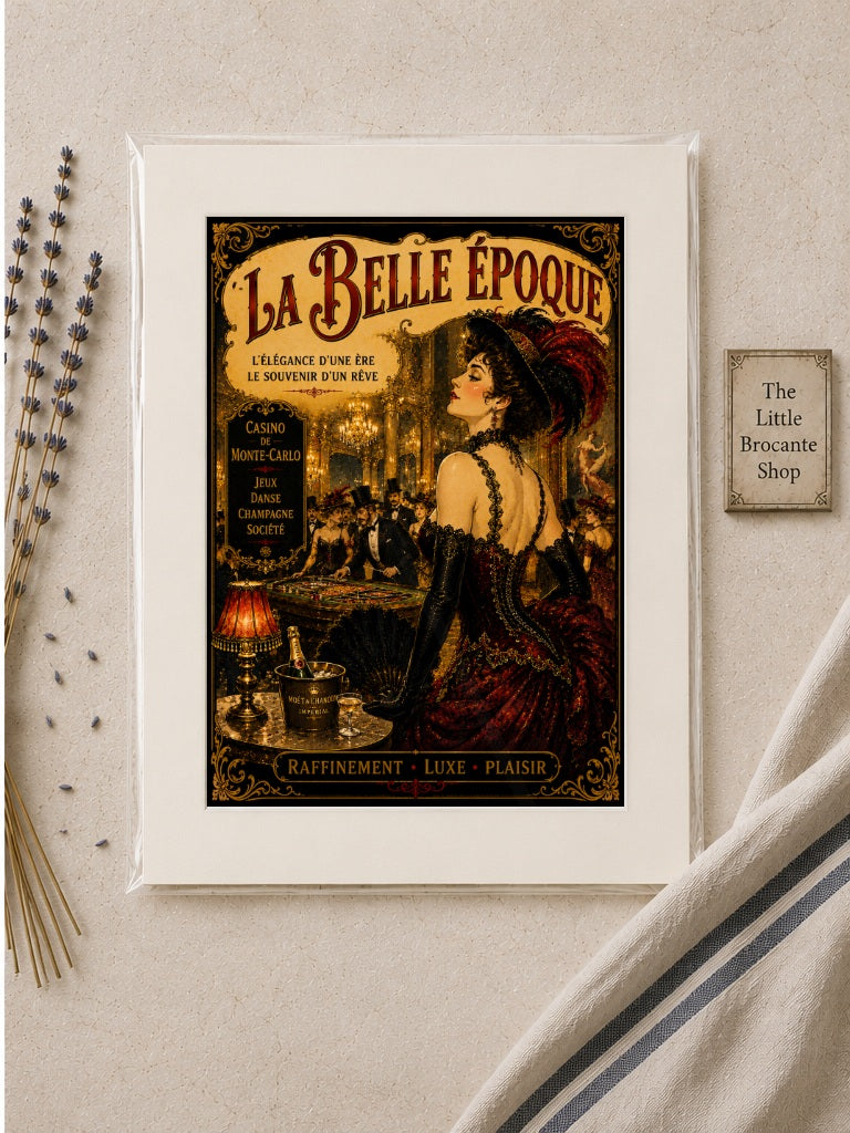 La Belle Époque Monte-Carlo Casino Print, Belle Époque, French Riviera, Parisian, Art Nouveau, French Vintage, Maximalist, Eclectic, Brocante, Old World Luxury, Romantic, Dark Academia, Traditional European wall artwork.
