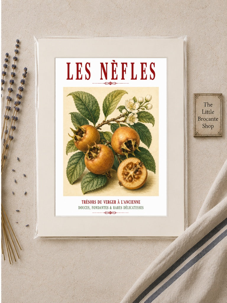Illustrated French Medlar Print | French Kitchen Wall Art, Illustrated French, Botanical, French Country, Heritage Fruit, Orchard Inspired, French Kitchen, Country Kitchen, Cottage Style, Traditional Botanical, Rustic Wall Art wall artwork.