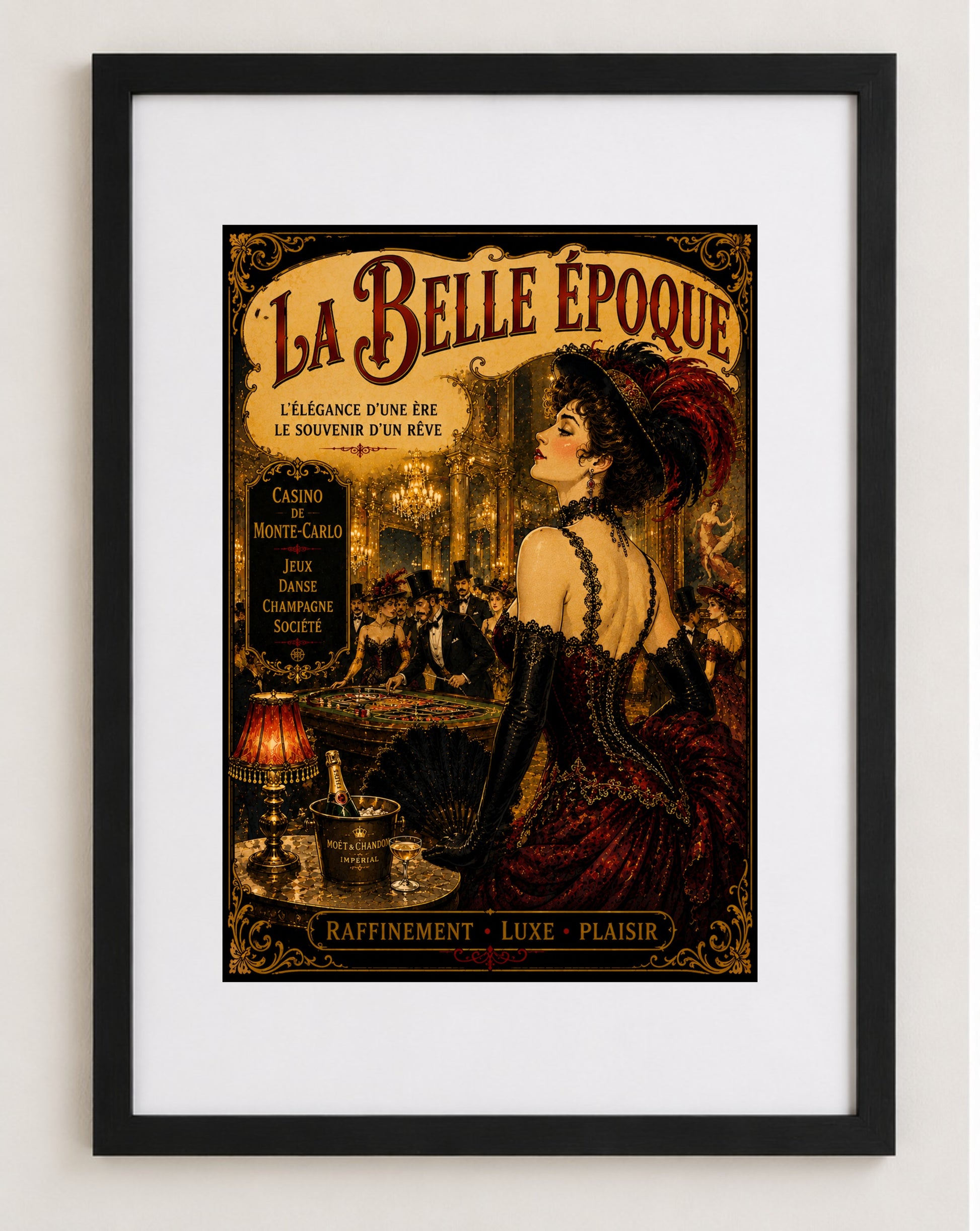 La Belle Époque Monte-Carlo Casino Print, Belle Époque, French Riviera, Parisian, Art Nouveau, French Vintage, Maximalist, Eclectic, Brocante, Old World Luxury, Romantic, Dark Academia, Traditional European wall artwork.