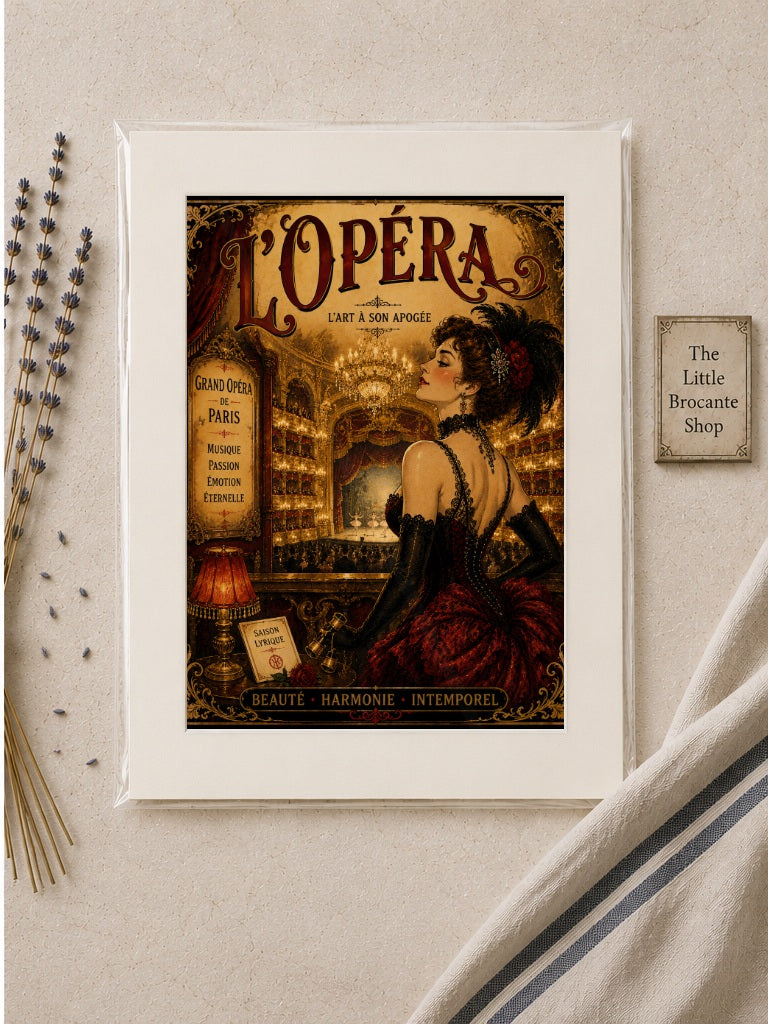 L’Opéra – Vintage-Inspired Paris Opera Print | Belle Époque French Theatre Wall Art, Belle Époque, Parisian, French Vintage, Art Nouveau, Maximalist, Eclectic, Romantic, Brocante, Old World Luxury, Dark Academia, Traditional European, Theatrical Interiors wall artwork.